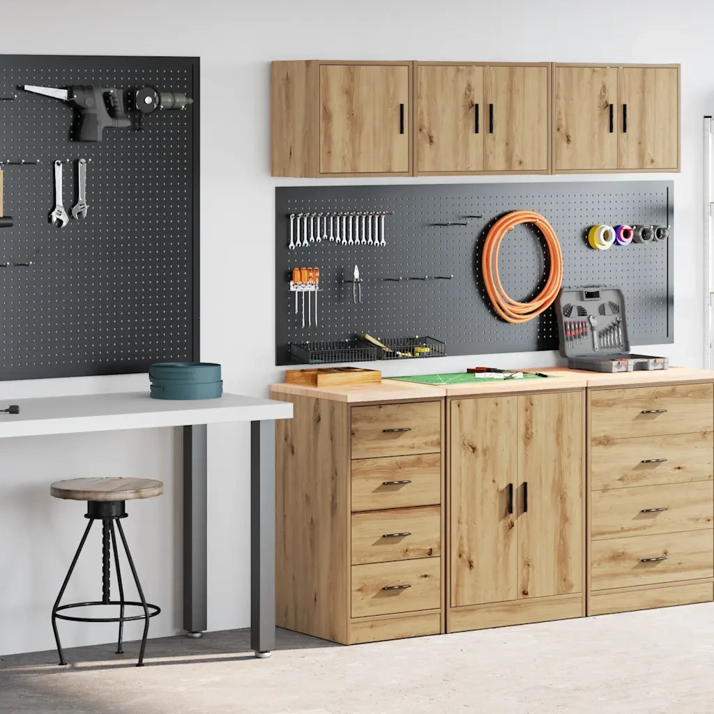 vidaXL Armadi da Garage 2 pz Rovere Artigianale in Legno Multistrato