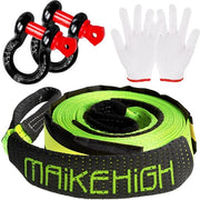 Cavo di ricarica per auto da off-road 5 m x 5 cm, 10 ton (22.000 lbs) set di cavi di ricarica per auto da off-road con 2 ganci rinforzati, 2 guanti (verde)