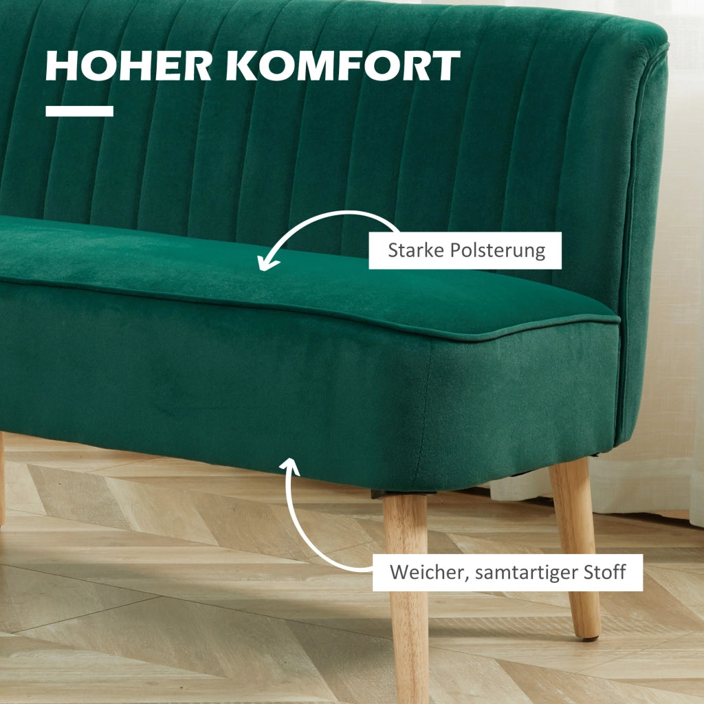 Divano 2 Posti Retrodesign ¨C zephmum ¨C Legno, Verde Scuro, 117x56.5x77