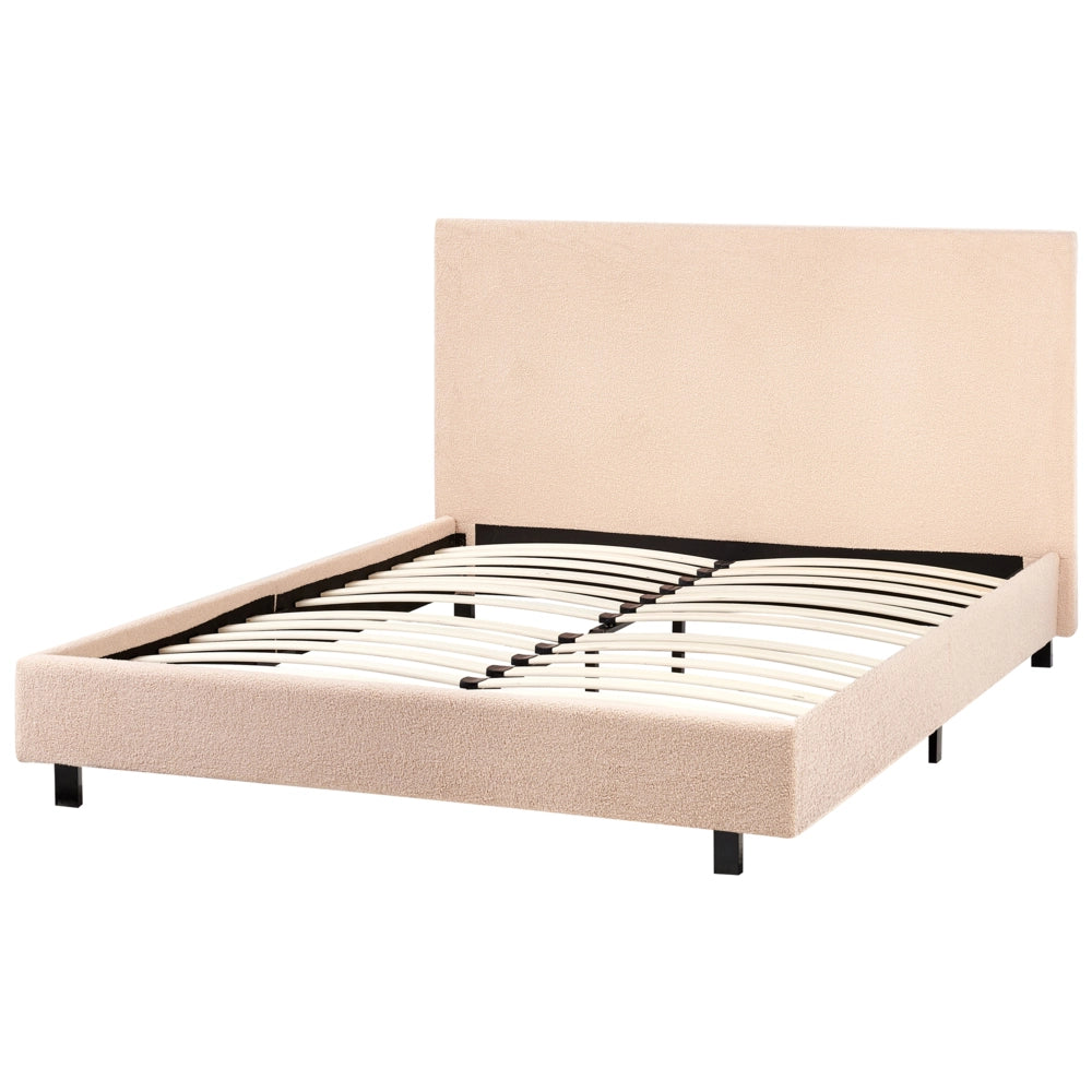 Letto con testiera piccola 120 x 200 cm in bouclé beige dal design moderno