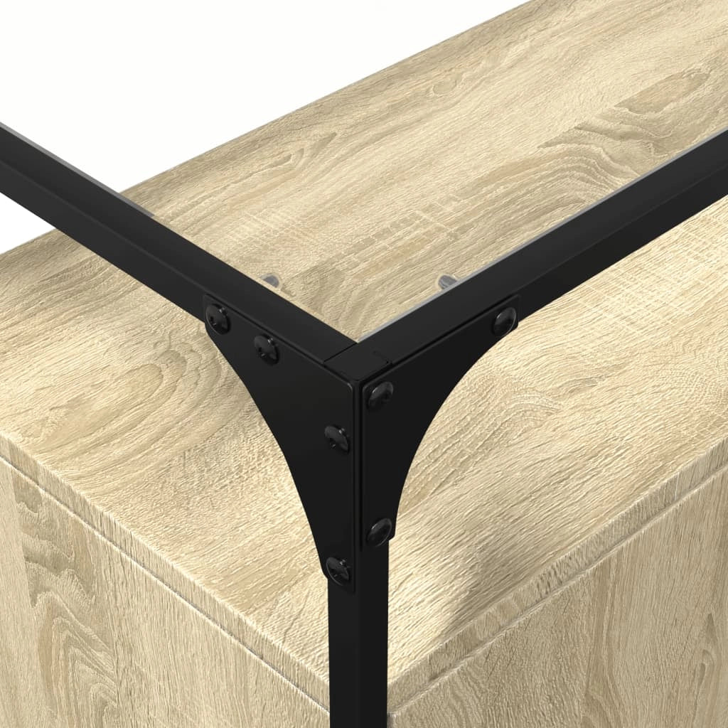 Buffet credenza cassettiera armadio mobile contenitore organizer per cucina soggiorno salotto con piano in vetro Sonoma legno ingegnerizzato marrone 02_0029766