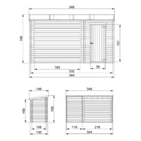 Casetta da Giardino in Legno - A199x344x130 cm - 2,54 m2+1,1 m2 - TIMBELA M205