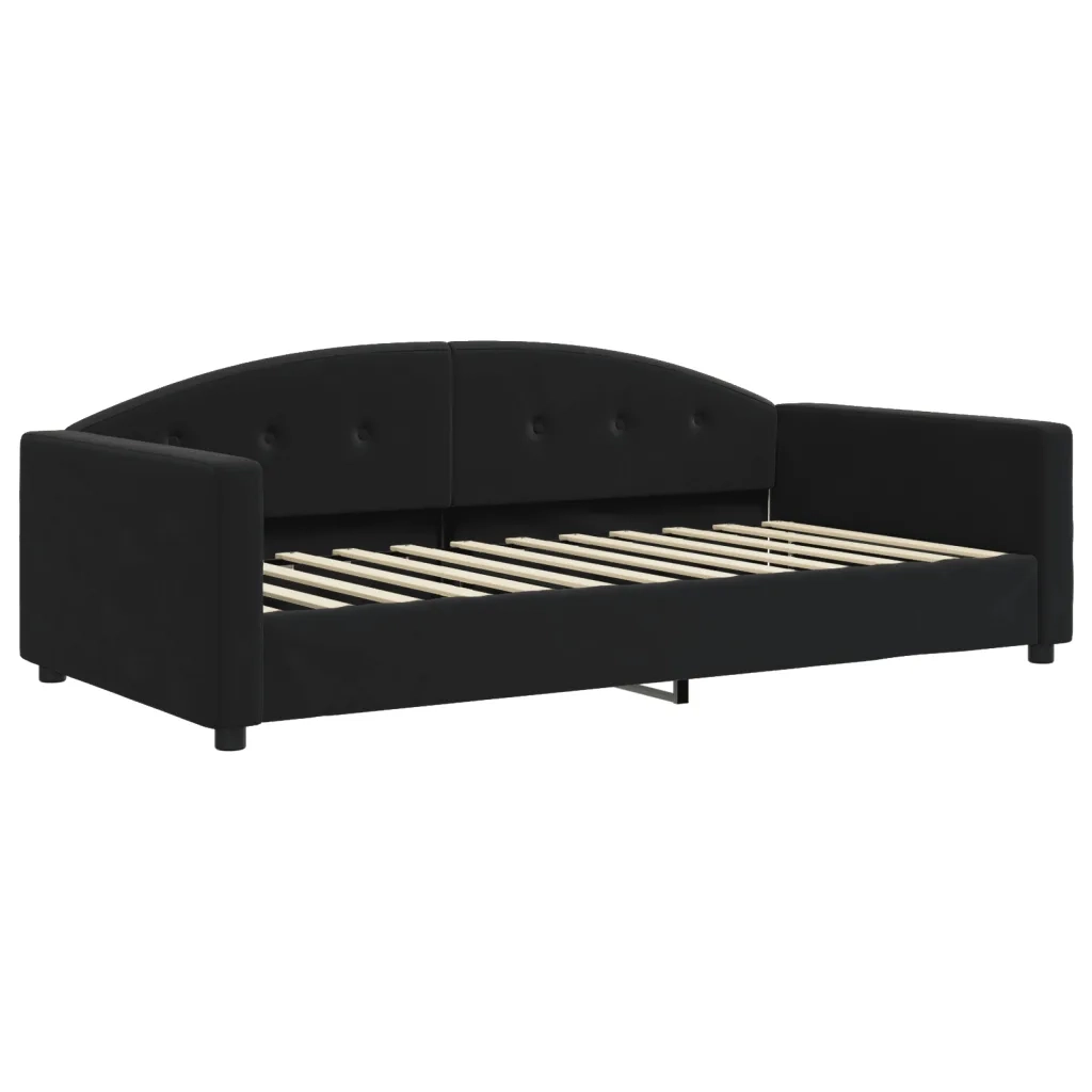 Divano Letto Estraibile con Cassetti Nero 100x200 cm in Velluto 3197384