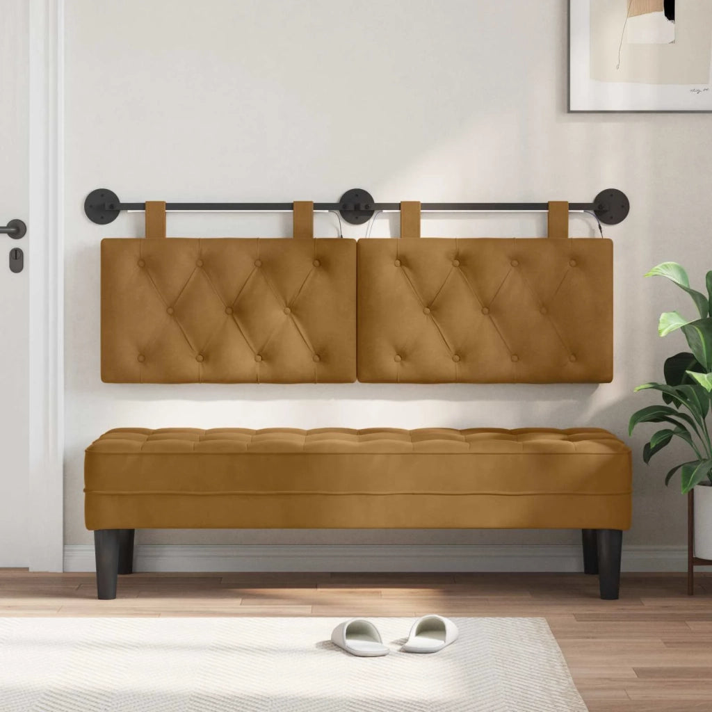 Testiera | Testata sospesa Con luce LED Marrone Velluto
