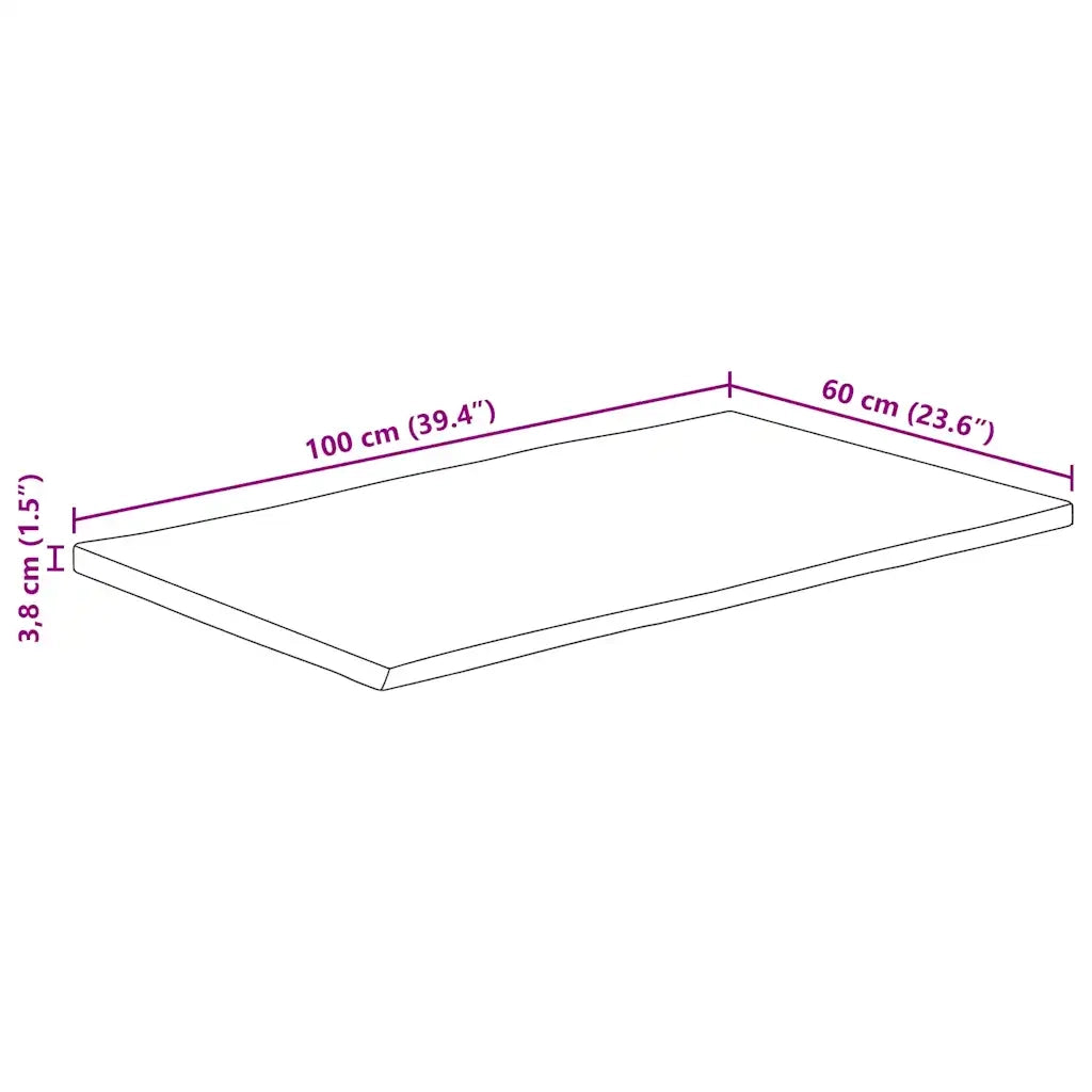 Piano Tavolo Bordi Vivi 100x60x3,8 cm Legno di Mango Grezzo 370694