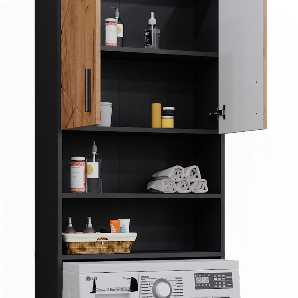 Vicco Mobiletto per lavatrice Quercia dorata/antracite 64 x 190.5 cm