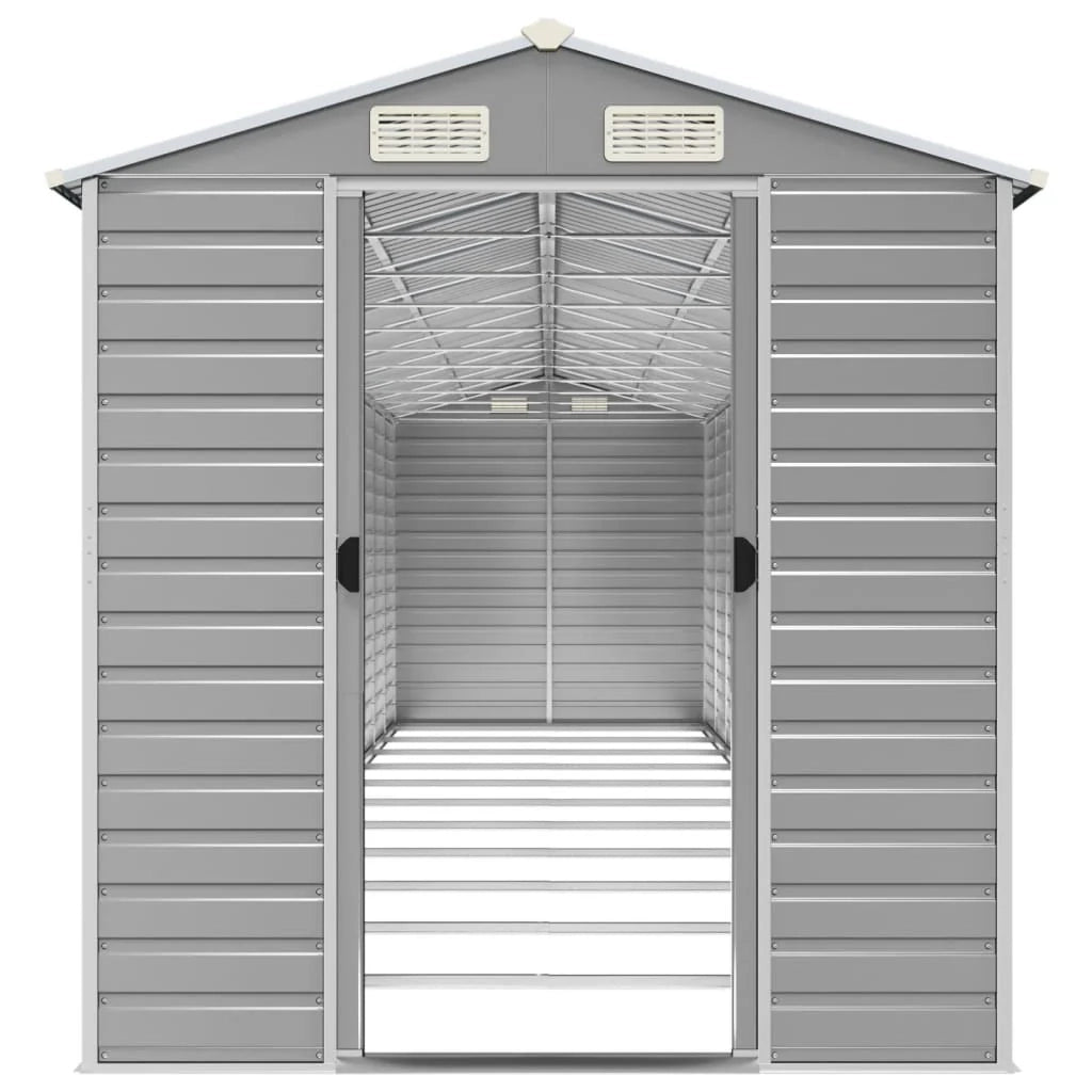Casetta da giardino cabina ripostiglio capanno da esterno capanno per attrezzi robusta colore chiaro 191 x 980 x 198 cm acciaio zincato grigio 02_0022251