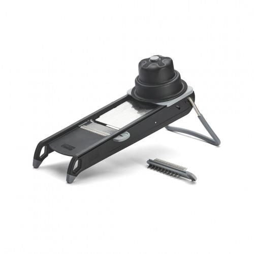 DE BUYER 2015.03 Mandolina Swing Plus Affettatrice Regolabile per Tagli Lisci Ondulati Julienne e Waffle in Acciaio Inox e Polimero Composito colore Nero