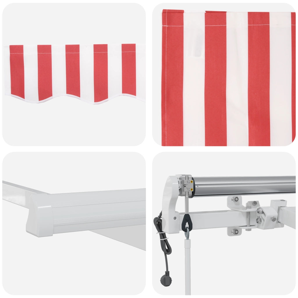 Ombrellone Retrattile Automatico Rosso e Bianco 350x250 cm