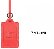 Set di 3 etichette per bagaglio, etichette per bagaglio in PU, con cartellino di identificazione, visibili, resistenti, accessori da viaggio - rosso