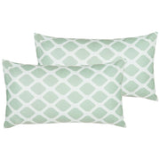 Set di 2 cuscini da esterno in poliestere bianco/verde menta 40 x 70 cm con motivo a rombi