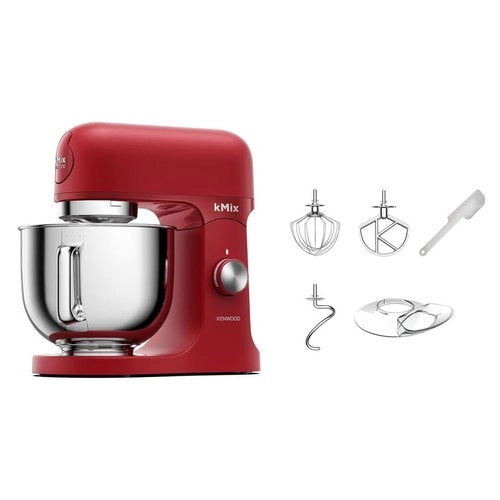 Kenwood kmix - impastatrice planetaria, paraschizzi, 3 ganci e fruste, 1000 w, ciotola 5l, rosso (kmx751ard) - 0W20011525