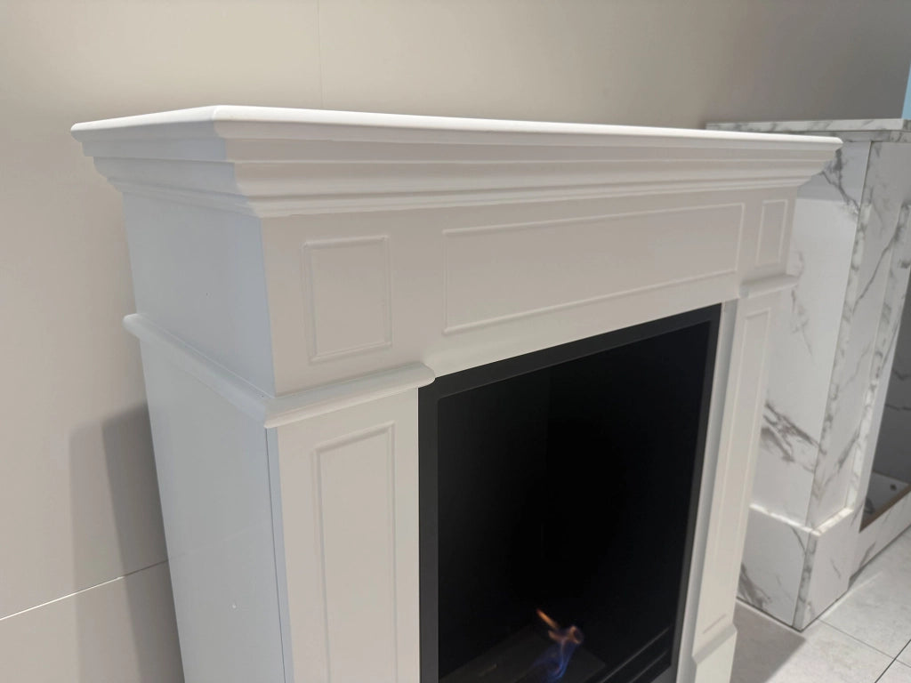 Camino a Vapore da Pavimento Leonardo 81x30x86 cm in MDF Bianco Laccato