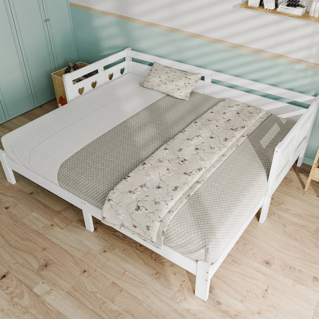 LETTO Estraibile a forma di cuore 90x200 cm legno bianco, 2 posti letto