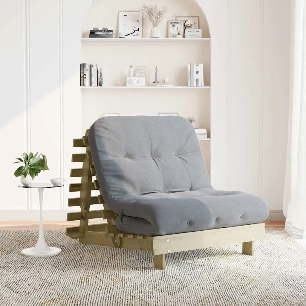 Divano Letto Futon con Materasso 90x206x11cm Pino Impregnato 846765