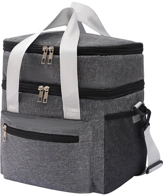 Borsa da picnic multifunzionale a doppio strato isolata, unisex, grande capacità, adatta per viaggi e pic nic, con cinturino.