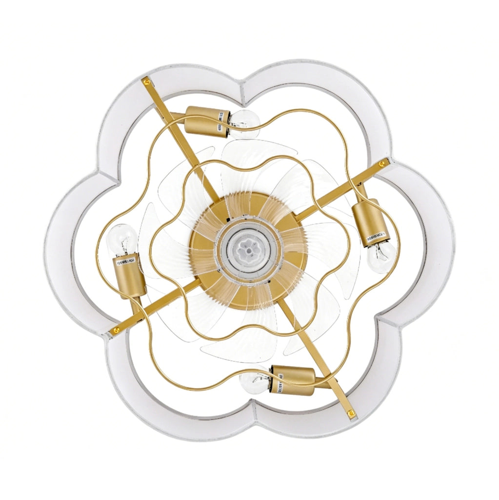 Ventilatore da soffitto ULEVR con luce, 6 velocit¨¤ reversibili, controllo app e telecomando, oro e bianco
