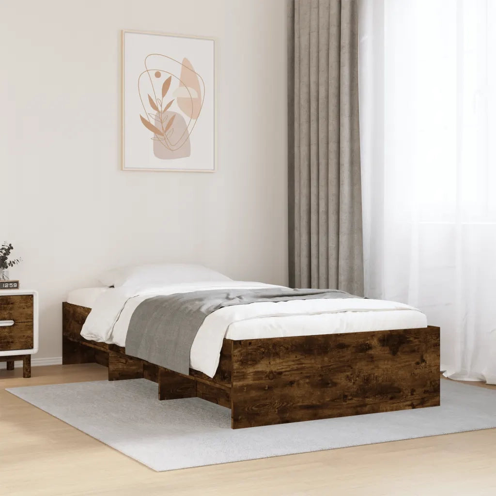 vidaXL Giroletto senza Materasso Rovere Fumo 90x200 cm in Truciolato