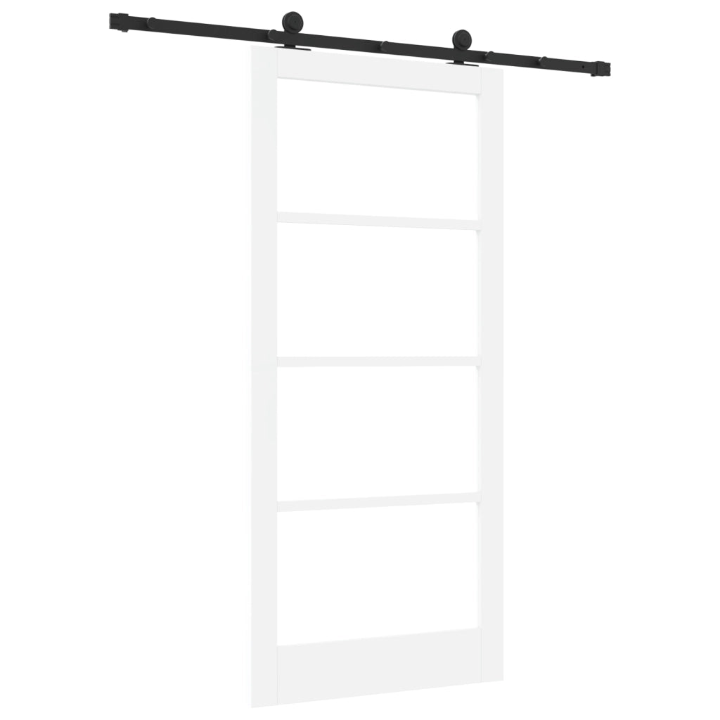 Porta scorrevole con set di accessori 'ORKDAL'in legno massello bianco e vetro