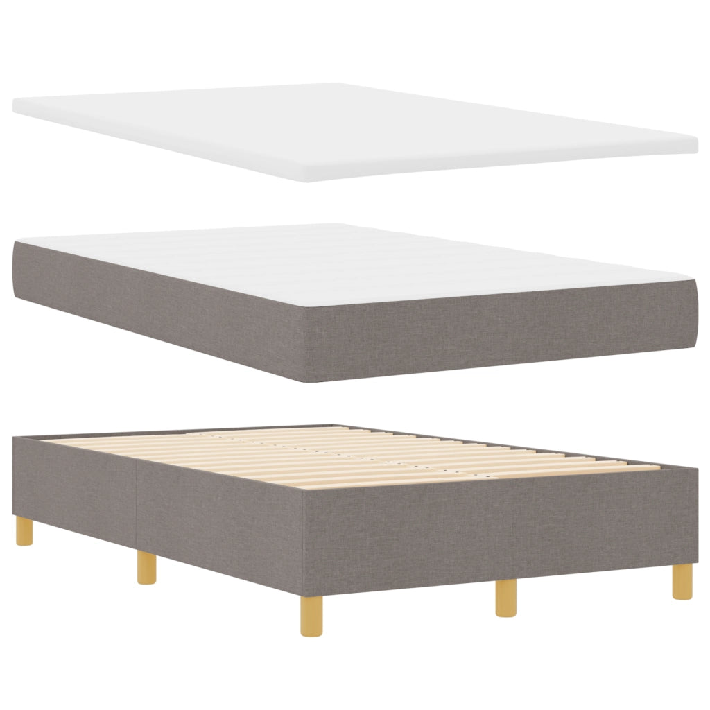 Letto Box Spring  con Materasso e Panchina Tortora 120x200 cm in Tessuto