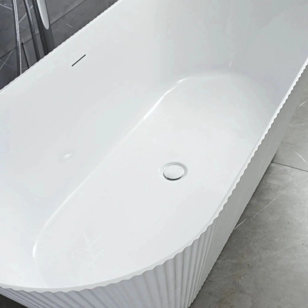 Vasca Da Bagno Freestanding In Acrilico Ofelia 170 Copritappo oro spazzolato