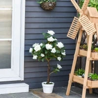 Set 2 Alberelli di Rose Finte Alte 90cm con 21 Fiori e Vaso, Bianco e Verde