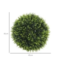 Set di 2 Piante Artificiali a Sfera con Foglie di Cedro per Casa e Giardino Ø45 cm, Verde