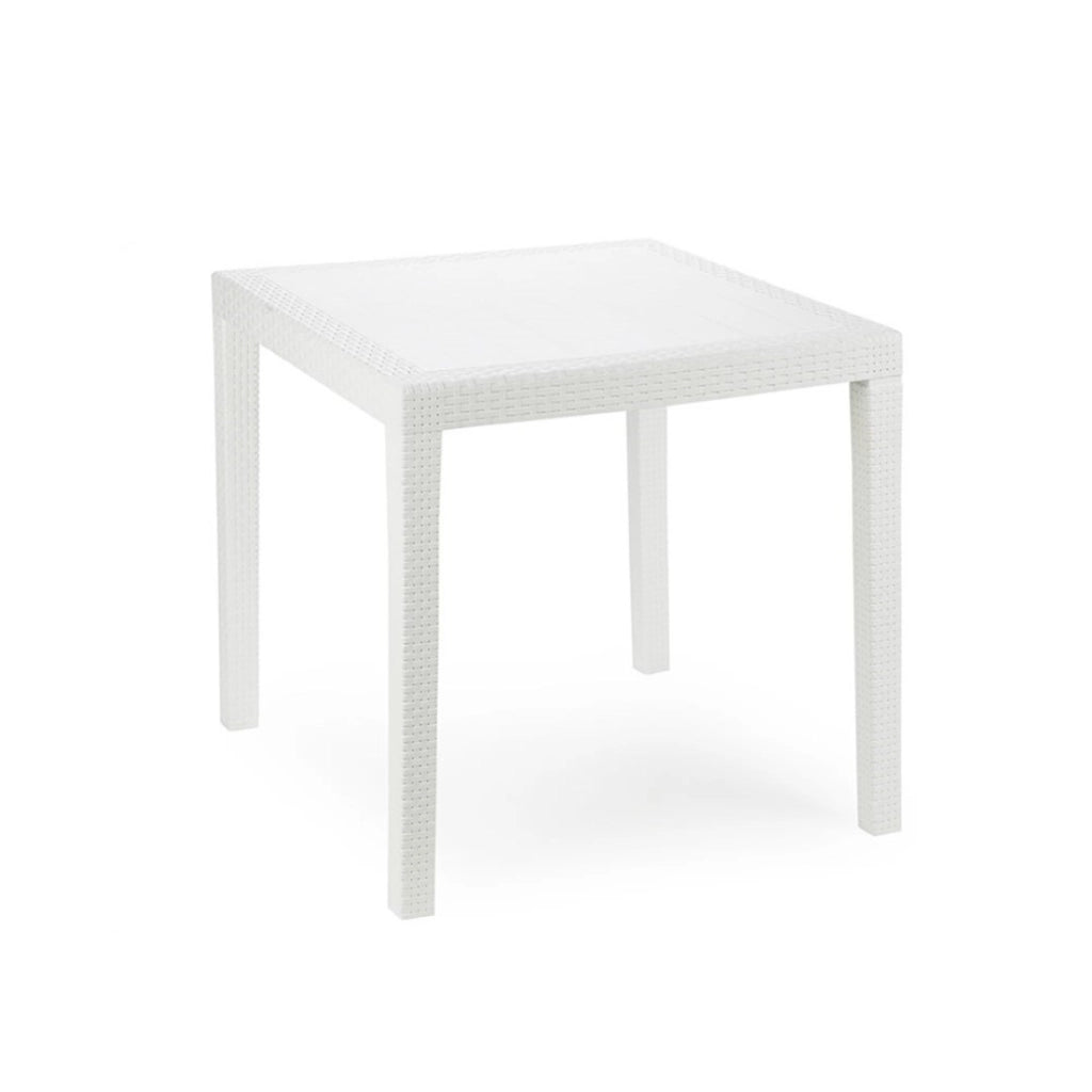 Tavolo King Quadrato Plp Effetto Rattan Bianco 80X80 - Ipae-Progarden
