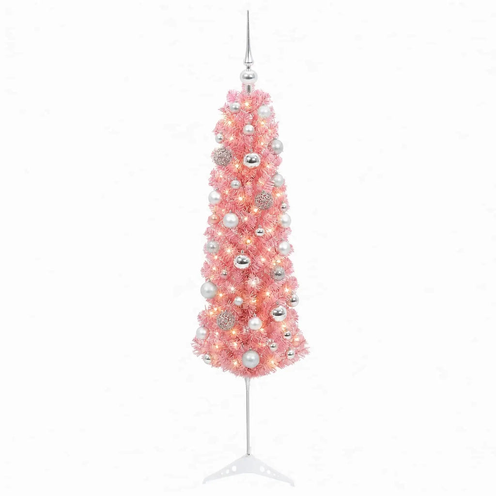 Albero di Natale Artificiale Slim con Palline 120 cm 150 LED 3461110