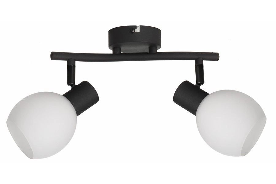 Plafoniera nera Cortez 2 globi bianchi 2xE14 40W Reality