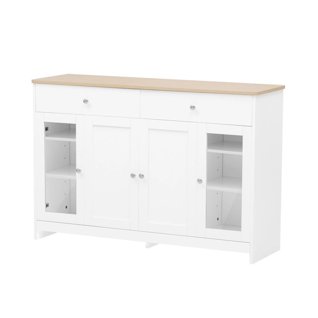 Credenza buffet stile rustico 120 cm con 4 ante e 2 cassetti