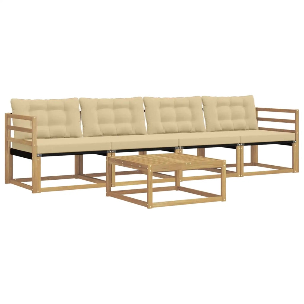 Set di divani da esterno 5 pz Bianco e Beige 3388387