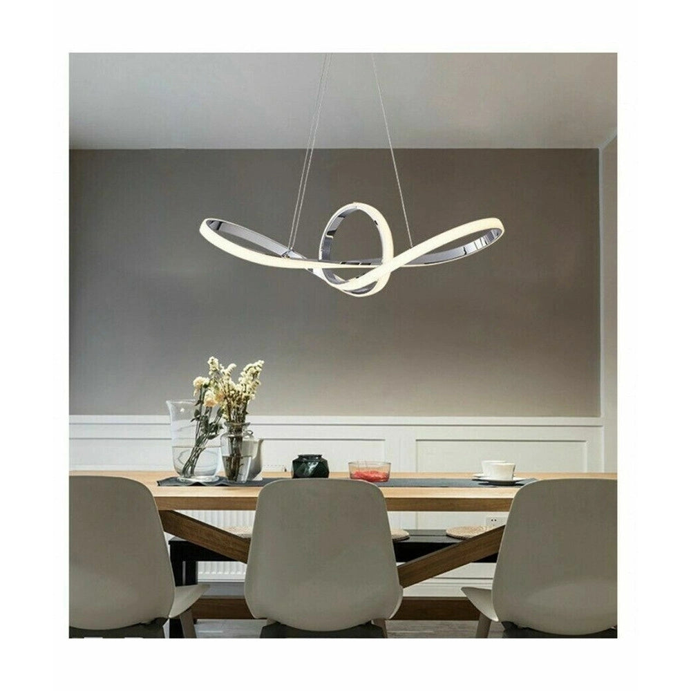 Trade Shop - Lampadario Led Moderno Forma Fiocco 38 Watt Tecnologia Cct 3 Temperature Di Luce A07-3c - Argento