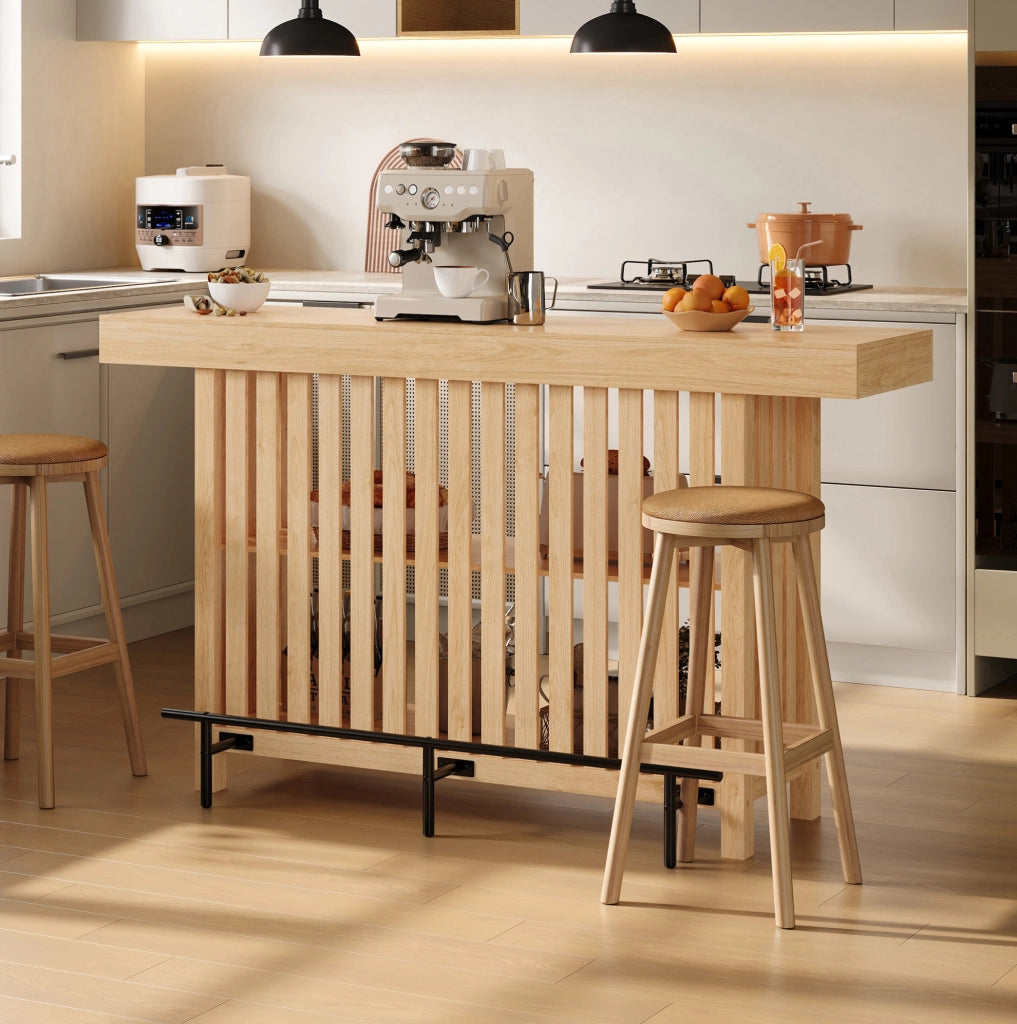 Tavolo Bar Compatto con Porta Piedi e Ripiani a 2 Livelli, 160x40x105 cm, MDF
