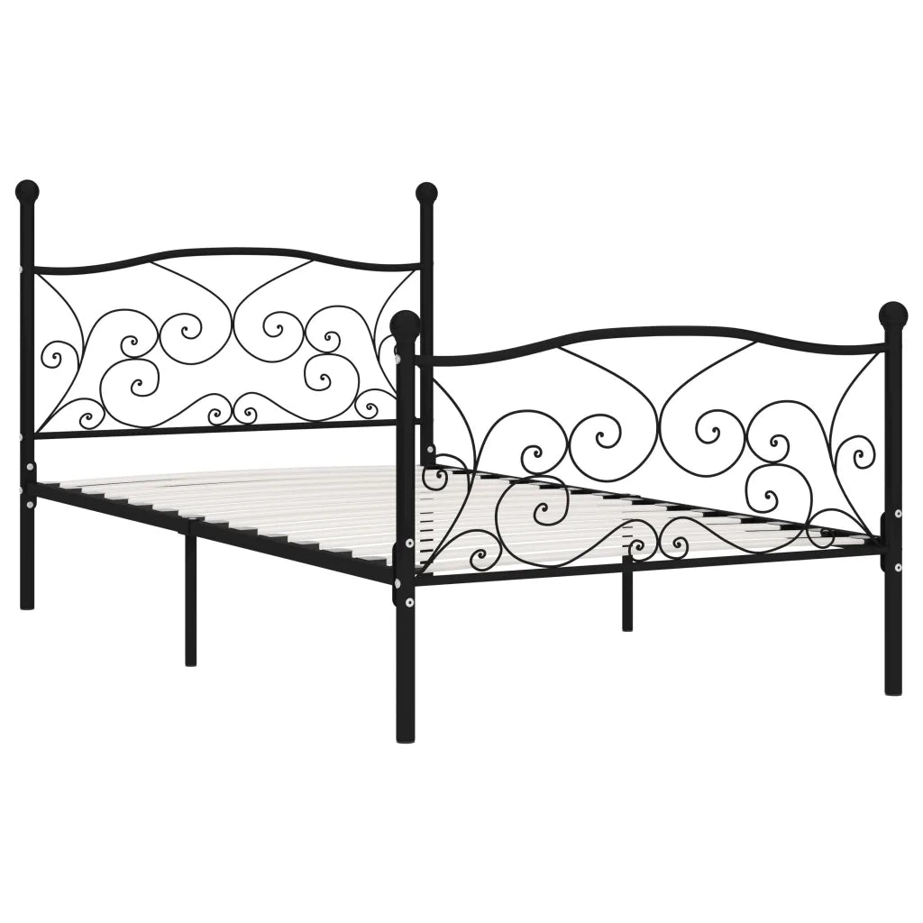 Giroletto con Doghe-Struttura Letto Nero in Metallo 90x200 cm