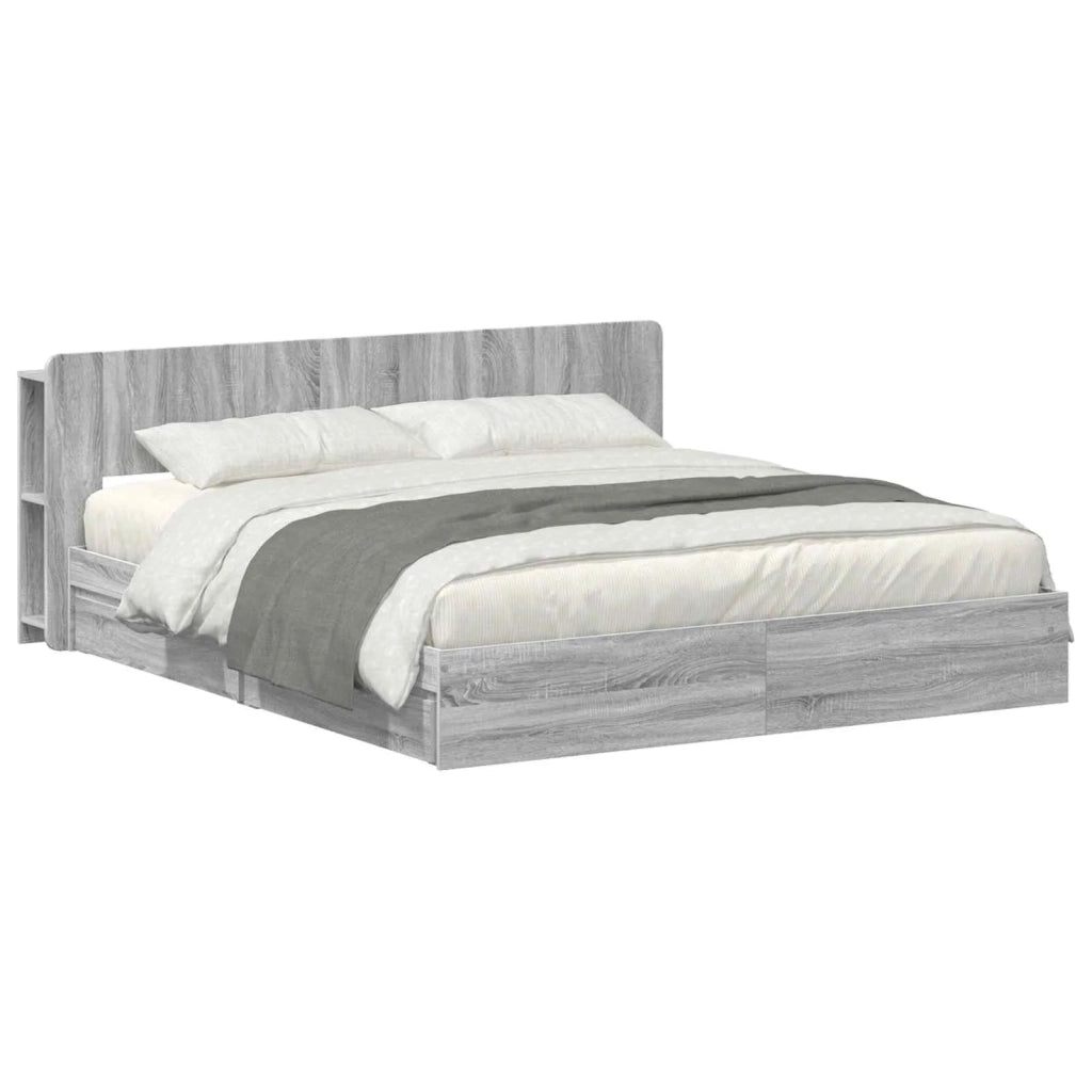 Telaio del letto con storage Sonoma grigio 200 x 200 cm 3433607