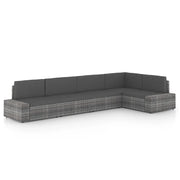Set Divani da Giardino 5 pz con Cuscini in Polyrattan Grigio cod mxl 35428