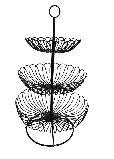 Centrotavola Alzata in Metallo 3 Ripiani Nera 18 - 24 - 29,5 cm Casa Milano