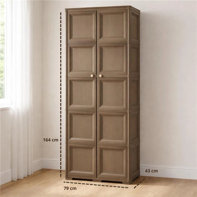 ARMADIO 5 MODULI WENGÉ 79X43X203 CM – MOBILE ALTO CONTENITORE VERTICALE PER ORGANIZZAZIONE CASA E ZONA LIVING