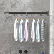 Droogrek per parete con ganci - asciugamani e capi di abbigliamento - con supporto per asciugamani - per balcone, lavanderia, bagno, terrazza - nero - due pezzi