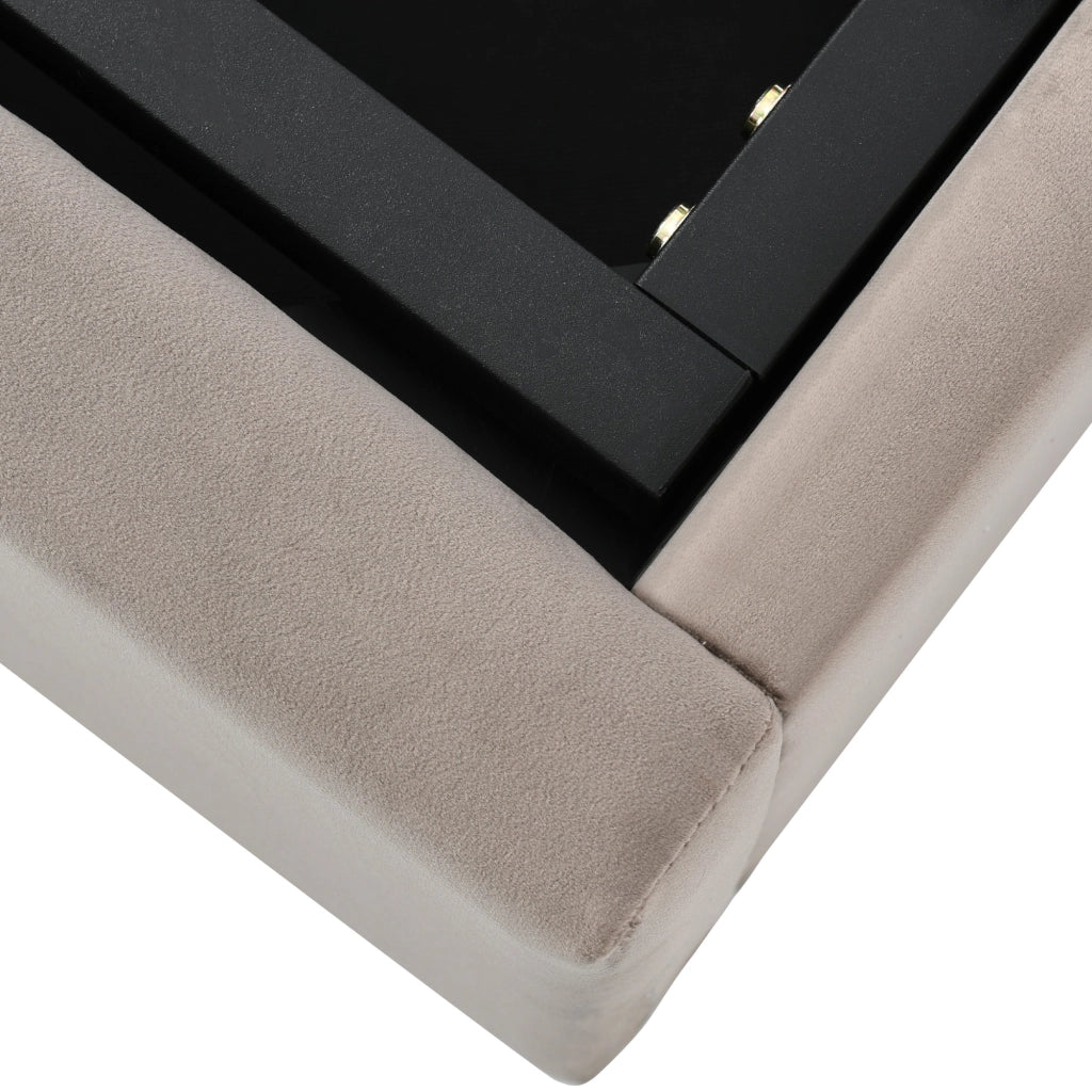 Letto matrimoniale idraulico – 140x200 cm – testiera regolabile con materasso – velluto grigio chiaro