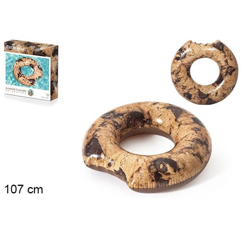 Trade Shop - Salvagente Ciambella Grafica Biscotto Cookie Galleggiante Gonfiabile 107 Cm 016163 -