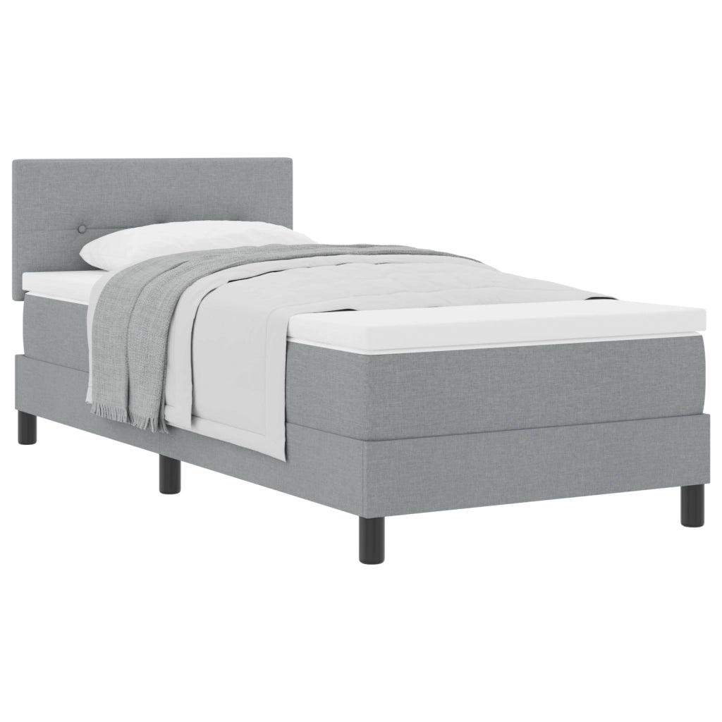 Letto a Doghe con Materasso Grigio Chiaro 90x200 cm in Tessuto