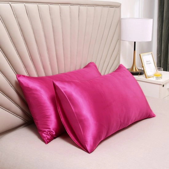 Cuscino a due pezzi con fodera in seta - piuma soffice e liscia - chiusura a sacco - protetta contro allergie e parassiti - prevenzione rinceri e rughe - 51x66cm - colore rosso arancione