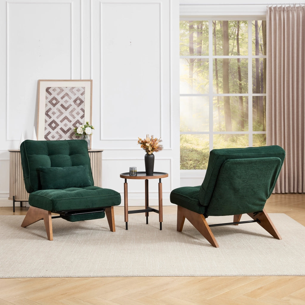 POLTRONA Reclinabile in velluto a coste 127x73x90 cm Verde smeraldo con cuscino lombare