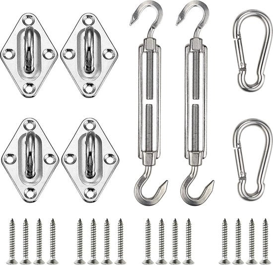 Kit di fissaggio per ombrellone in acciaio inossidabile per giardino a forma triangolare e quadrata, 24 pezzi, hardware per installazione di ombrellone rettangolare e quadrato