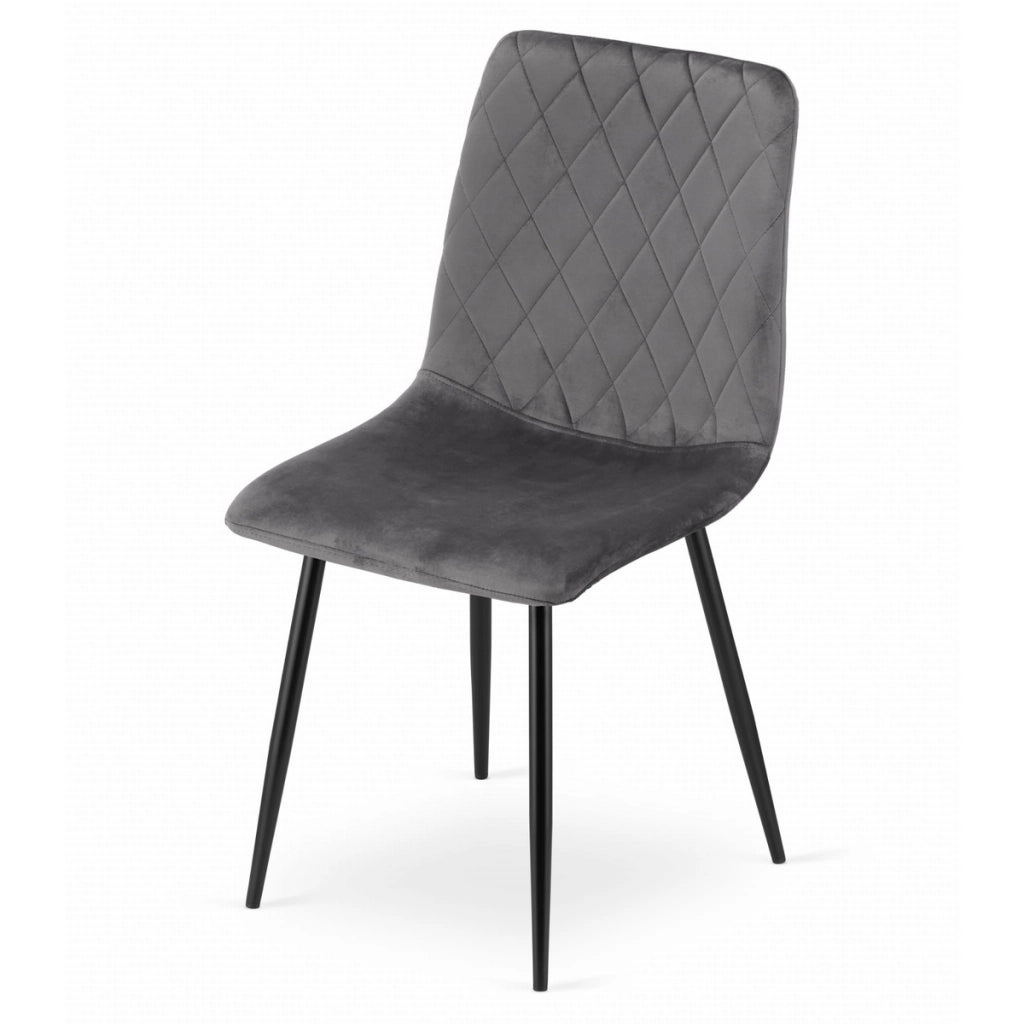 Sedia Turin in velluto grigio scuro con gambe in metallo