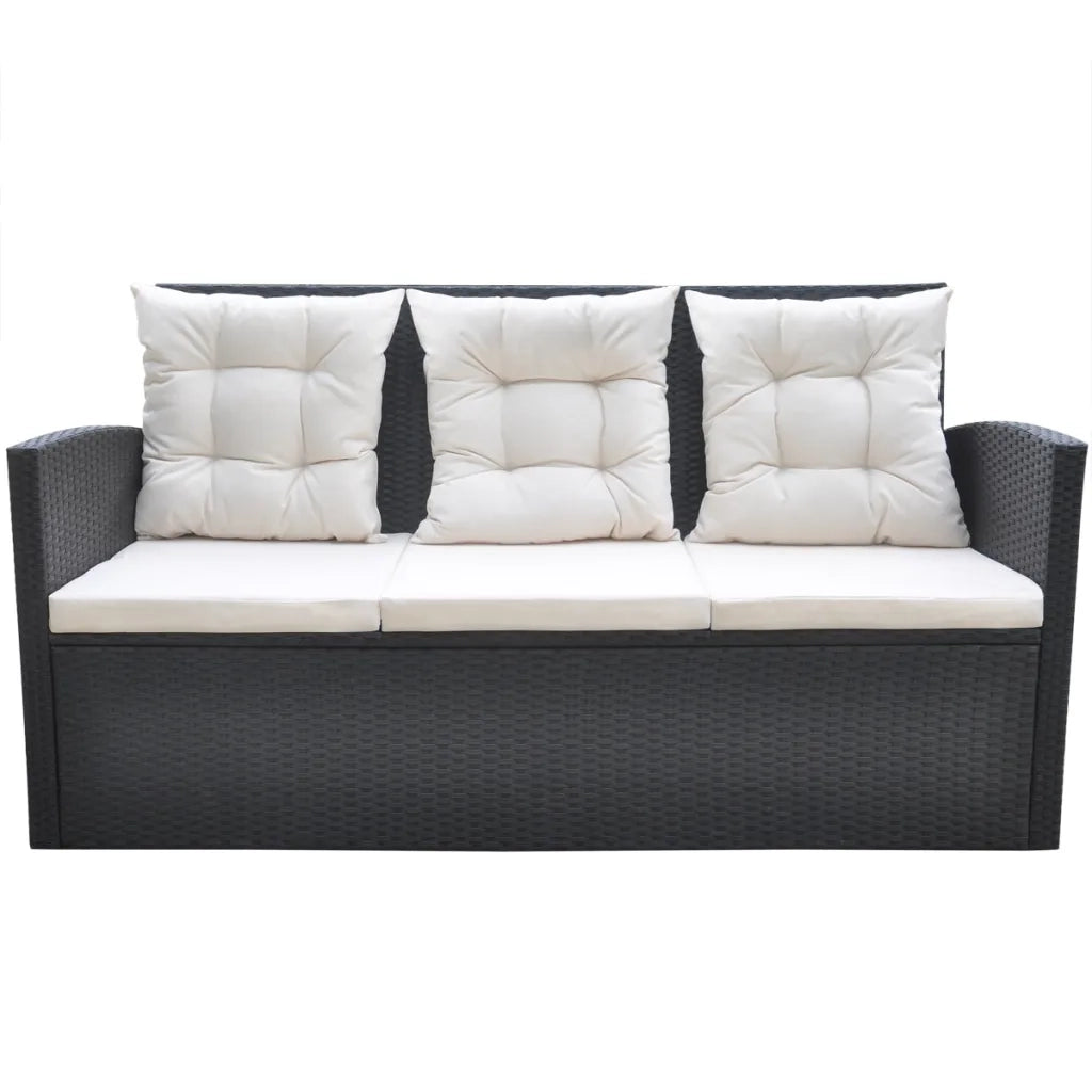 Set da Pranzo da Giardino 6 pz con Cuscini in Polyrattan Nero cod mxl 43493