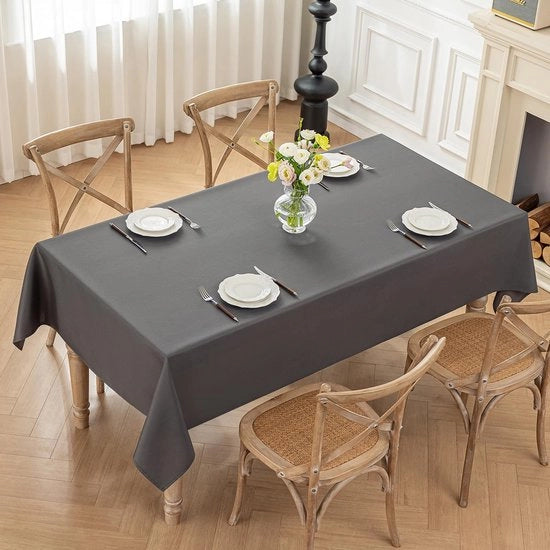 Tavolino Copri tavolo Nero Scuro Lavabile, 140x180cm Copri tavolo di Poliestere, Leggermente Impermeabile all'Acqua con Effetto Lotus, Resistente ai Danni per un Utilizzo Domestico, Matrimoni, Feste