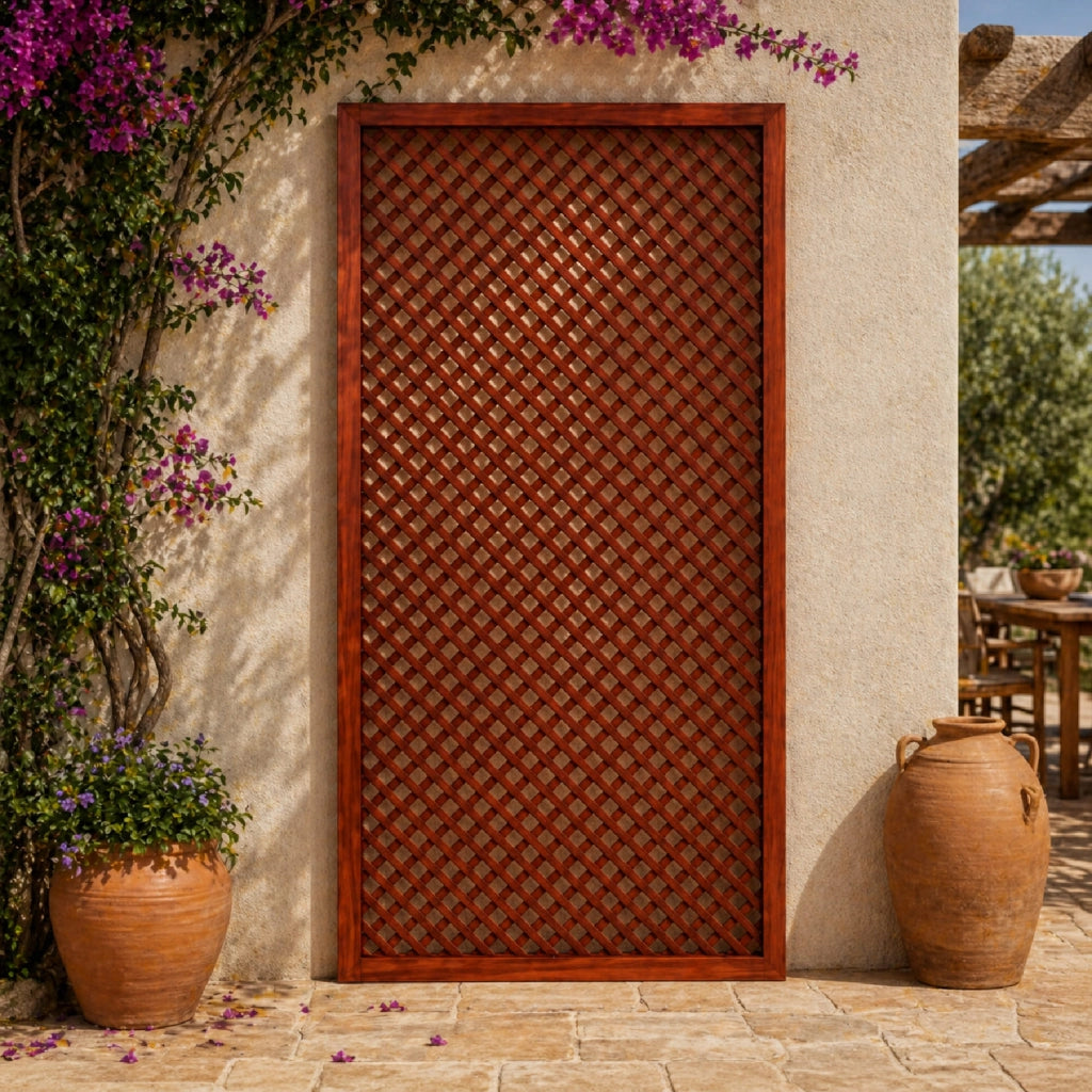 Traliccio Divisorio In Legno Di Pino Per Giardino Balcone E Terrazza Pannello Grigliato Per Piante Rampicanti Schermo Privacy Outdoor Arredo Decorativo 90 x 183 Cm Legno Scuro
